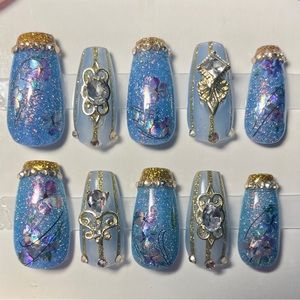 Blue passion press on nails